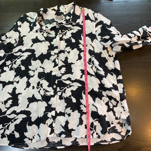 J.Jill Floral Linen Button Down Shirt Long Sleeve‎ L Petite Church Office Summer - Picture 8 of 12